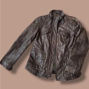 Eddie Bauer Genuine Leather Moto Jacket Sz. S With Pockets